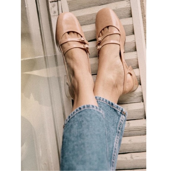 SEZANE Beige Glossy Nude Patent Leather Mary Jane
Slingbacks Paula Babies Heels - Picture 5 of 17